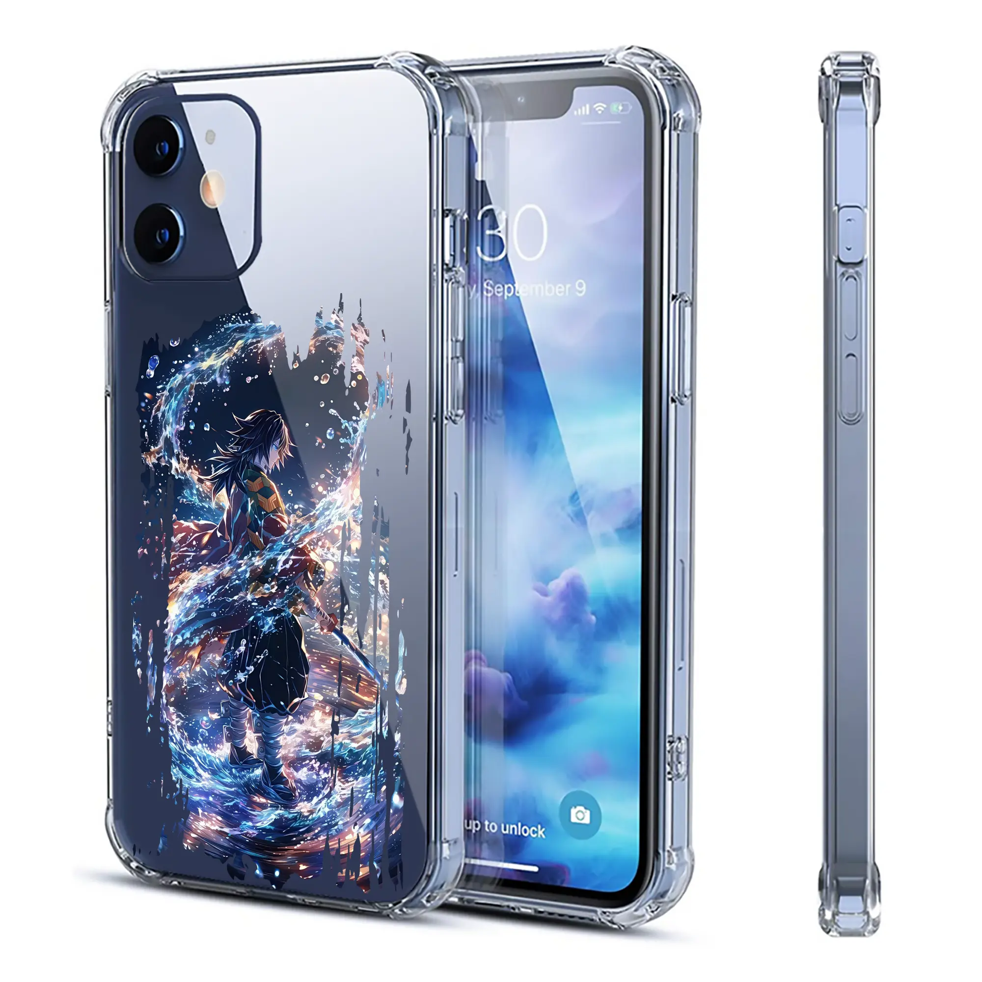 鬼滅の刃 グッズ,冨岡 義勇 - IPhone 12シリーズ対応 ・ 透明スマホケース ・ クリアソフトケース ・ TPU素材 ・ 耐衝撃 ・ 高密着 ・ 防汚 防指紋 ・ 簡単着脱